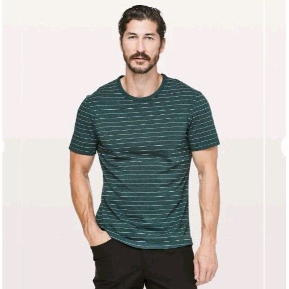 Lululemon Men's Small 5 Year Basic Short Sleeve T-Shirt Emerald Green Pima Cott